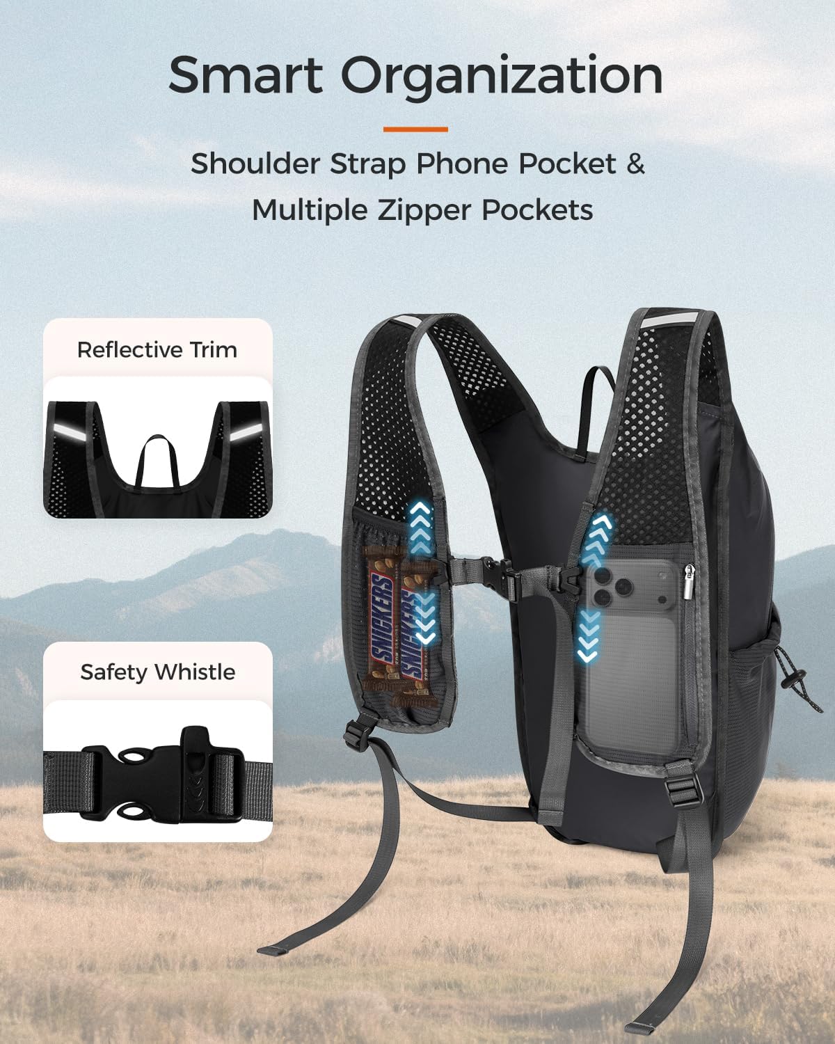 ECOHUB Small Hiking Daypacks Men 15L Lightweight Backpack for Travel Grey