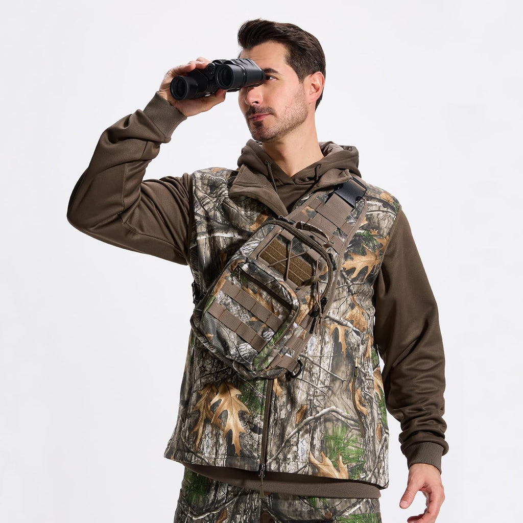LOOGU Mens Camo Hunting Vest Water-Resistant Sleeveless Jacket with Pockets for Outdoor Fishing Hiking