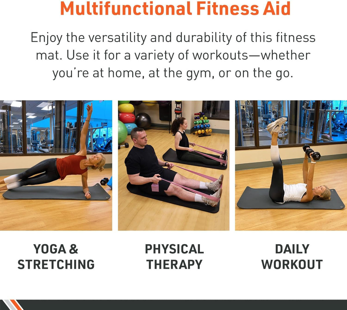 BodySport TPE Exercise Mat for Men and Women – Workout Mat – Perfect for Gyms and Fitness Training – ½ in. Thick, 72 in. Long, Black