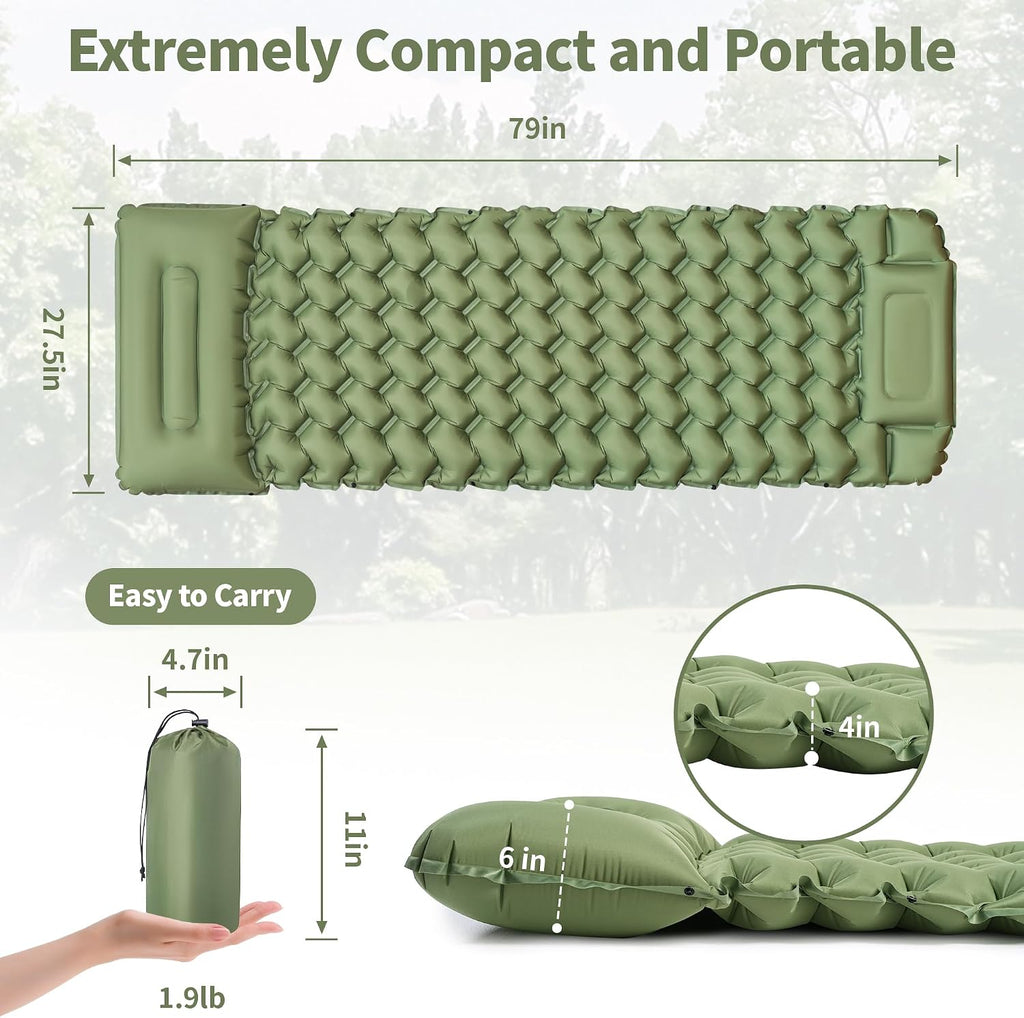 Sleeping Pad for Camping, 4in Ultralight Inflatable Camping Mat