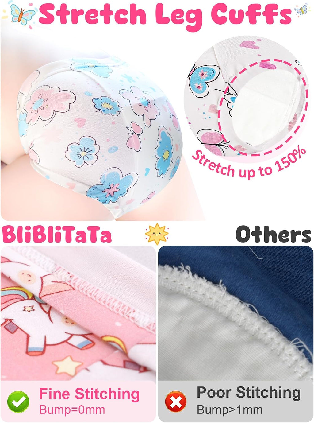 Potty Training Underwear Girls Toddler Pants Up Airy Flower Heart 4-5T