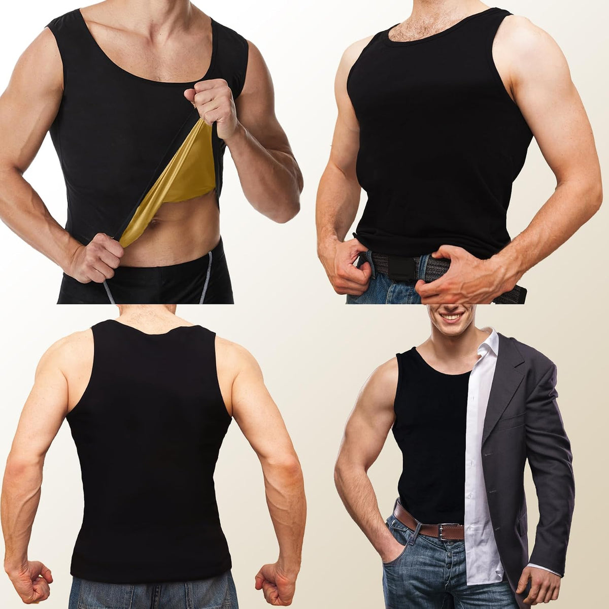 Sauna Vest for Men Waist Trainer, Sleeveless Mens Sweat Sauna Suit Shirt Compression Tank Top