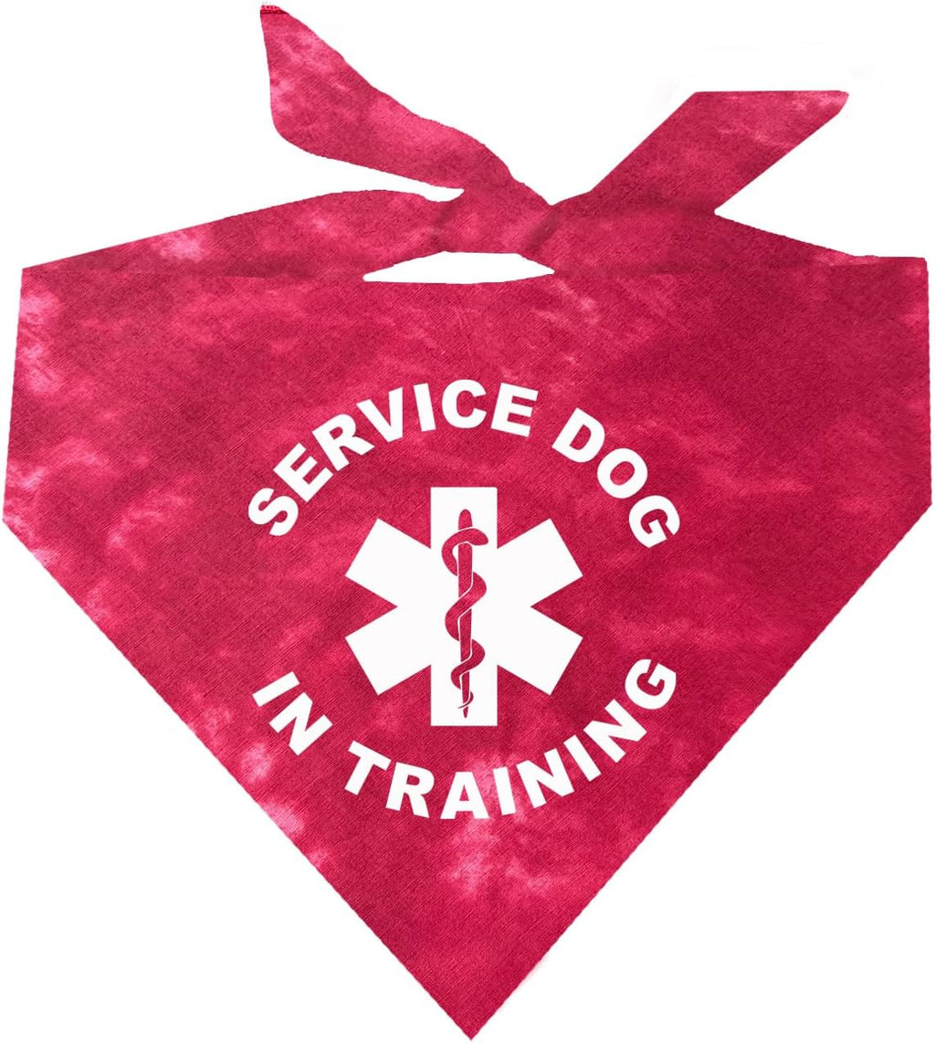 Service Dog in Training Dog Bandana | 100% Cotton Tie Dye Triangle |Service Dog | Working Animal | Assistance | One Size | Black Scrunch (289)