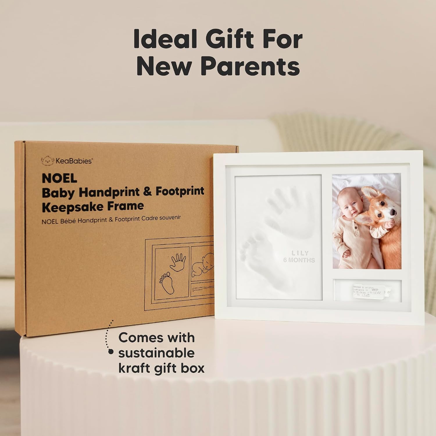 KeaBabies Baby Footprint Kit, Clay Paw Print Kit, Newborn (Alpine White)