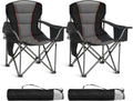 2 Pack Oversized Folding Camping Chairs Lawn Chairs Support 450 LBS Black