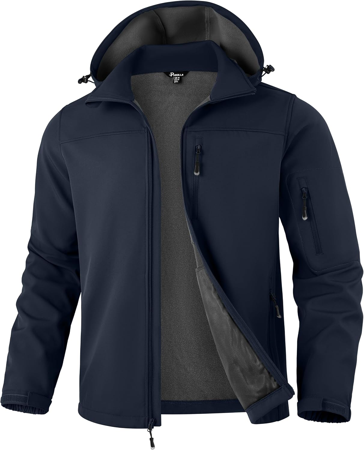 Pudolla Men's Softshell Jacket Hooded Fleece Lined Coats for Outdoor Work
