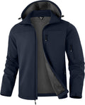 Pudolla Men's Softshell Jacket Hooded Fleece Lined Coats for Outdoor Work