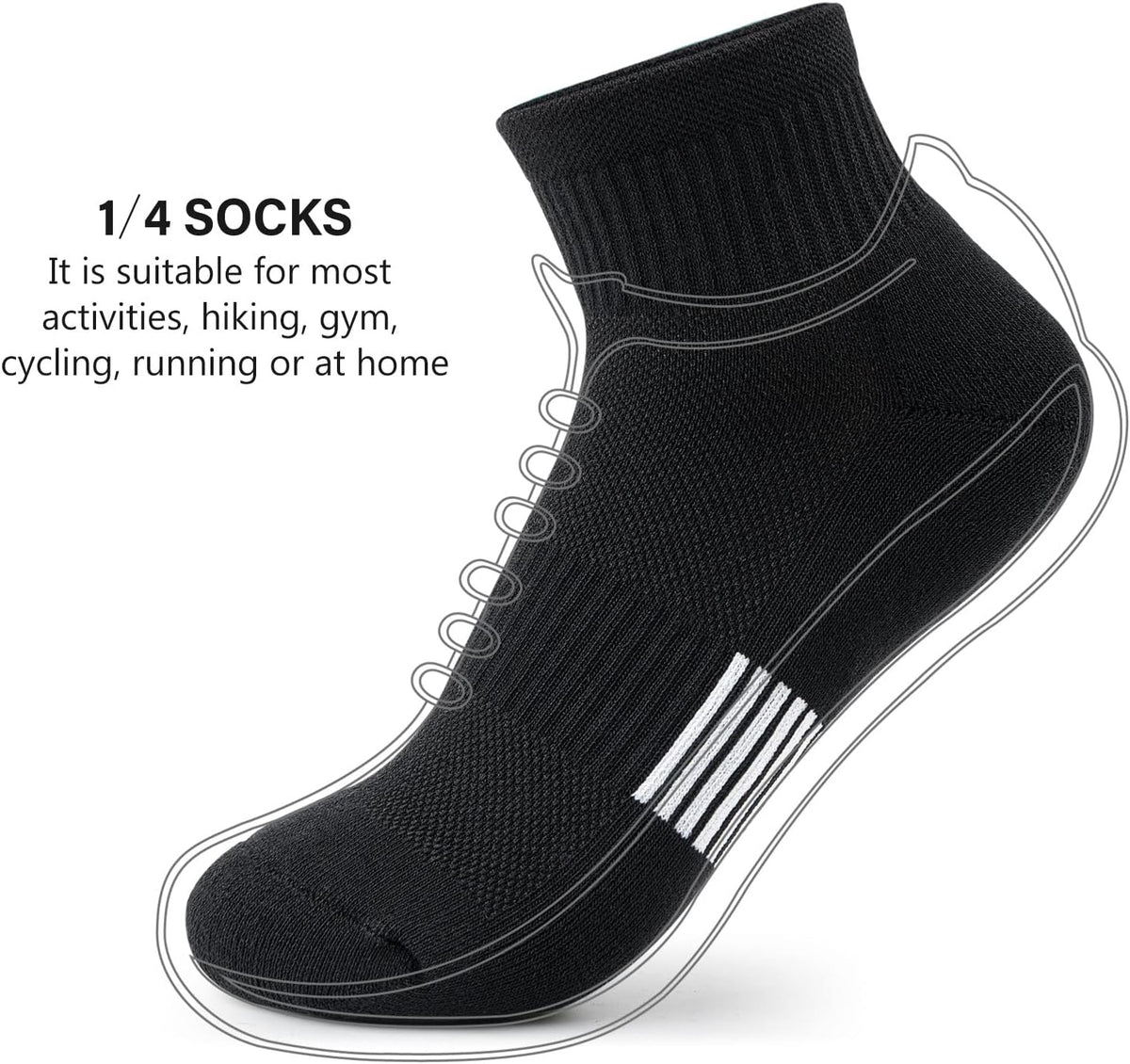 Gonii Ankle Socks Women Athletic Cushioned Running Hiking 5 Pairs