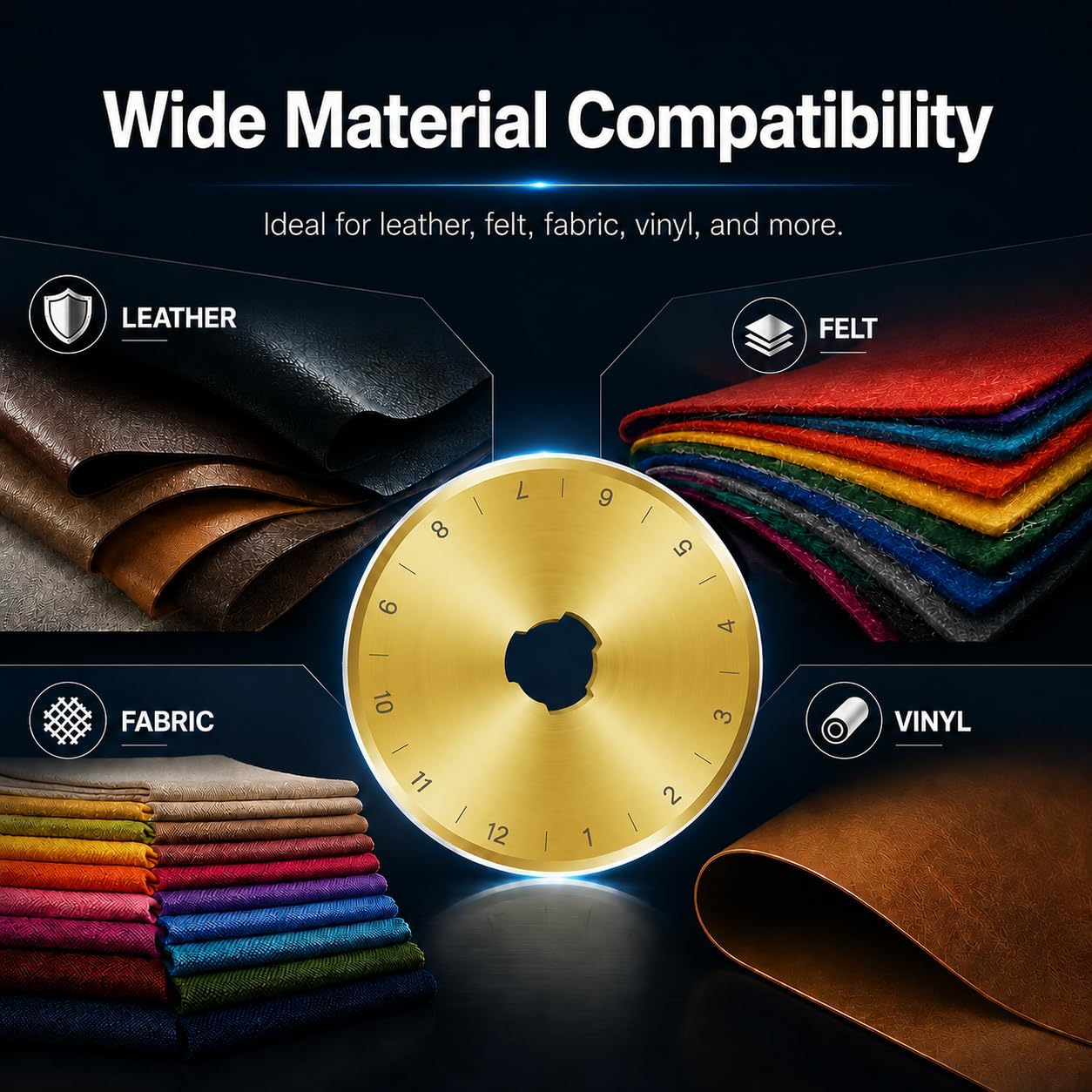 Titanium Coated 15 Packs 45mm Rotary Cutter Blades 45mm Quilting supplies Rotary Cutter Blades for fabric by SSPONT, compatible with OLFA,Fiskars,Mr.Pen,DAFA,Truecut etc. Sharp and Durable