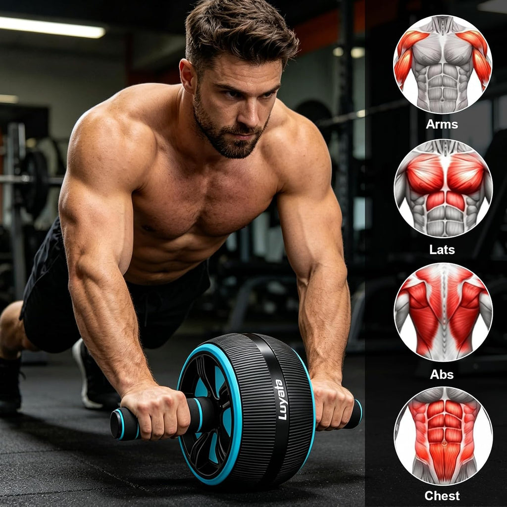 Ab Roller Wheel, 10-In-1 Ab Exercise Wheels Kit with Resistance Bands, Knee Mat, Jump Rope, Push-Up Bar - Home Gym Equipment for Men Women Core Strength & Abdominal Exercise