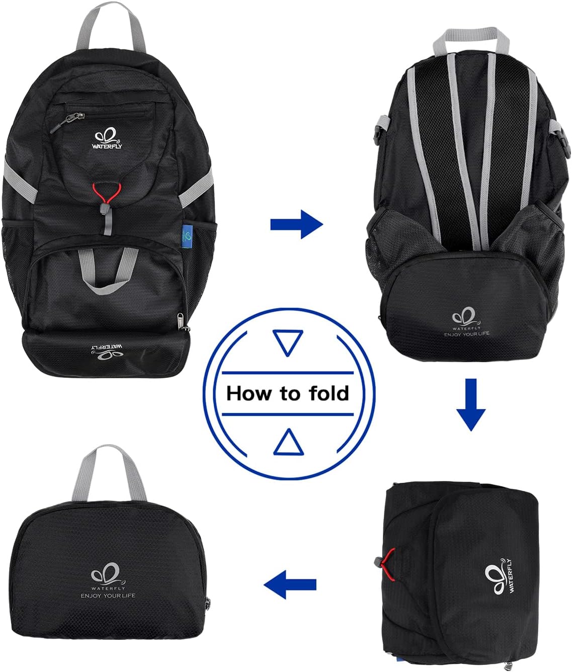 WATERFLY Small Lightweight Packable Backpack: 20l Hiking Daypack Man Woman