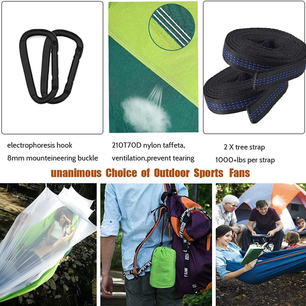 Camping Hammock with Mosquito Net - Portable Travel Hammock Bug Net - Camping Equipment - Hammock Tent for Outdoor Hiking Campin Backpacking Travel (Orange + Black)