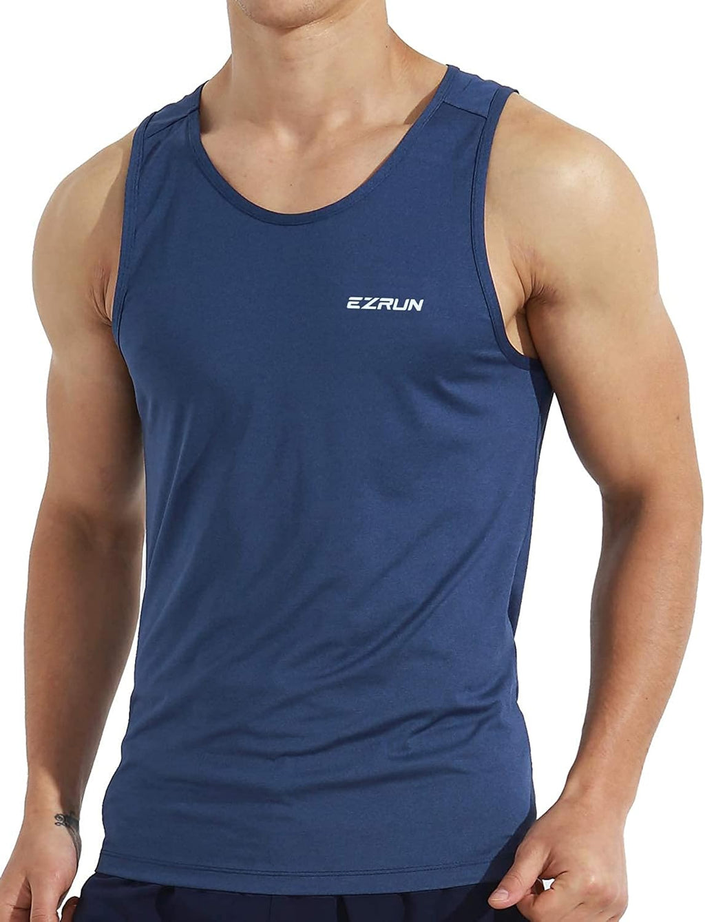 EZRUN Men's Quick Dry Tank Top UPF 50+ Workout Shirt for Gym & Running