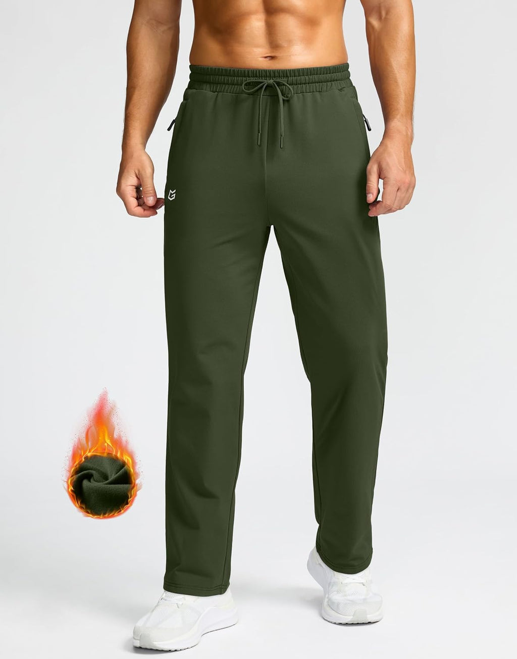 G Gradual Men's Fleece Lined Pants with 3 Zipper Pockets Water Resistant Winter Warm Hiking Pants Athletic Sweatpants for Men