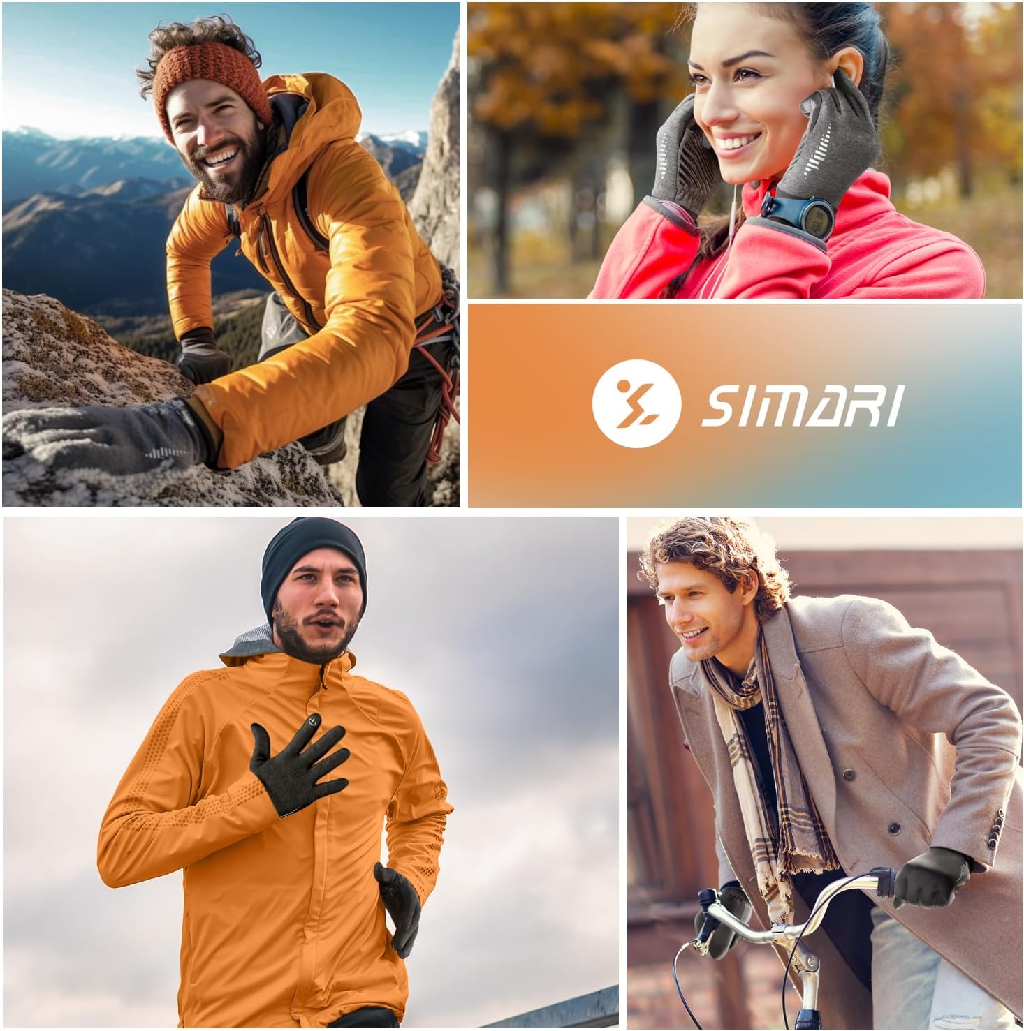 SIMARI Winter Gloves for Women Men - Cold Weather Thermal Touch Screen Ski Snow Glove Liners, Non-Slip Palm & Warm Fleece Lined, for Running Cycling Driving Hiking Walking Sports Outdoor Texting Work