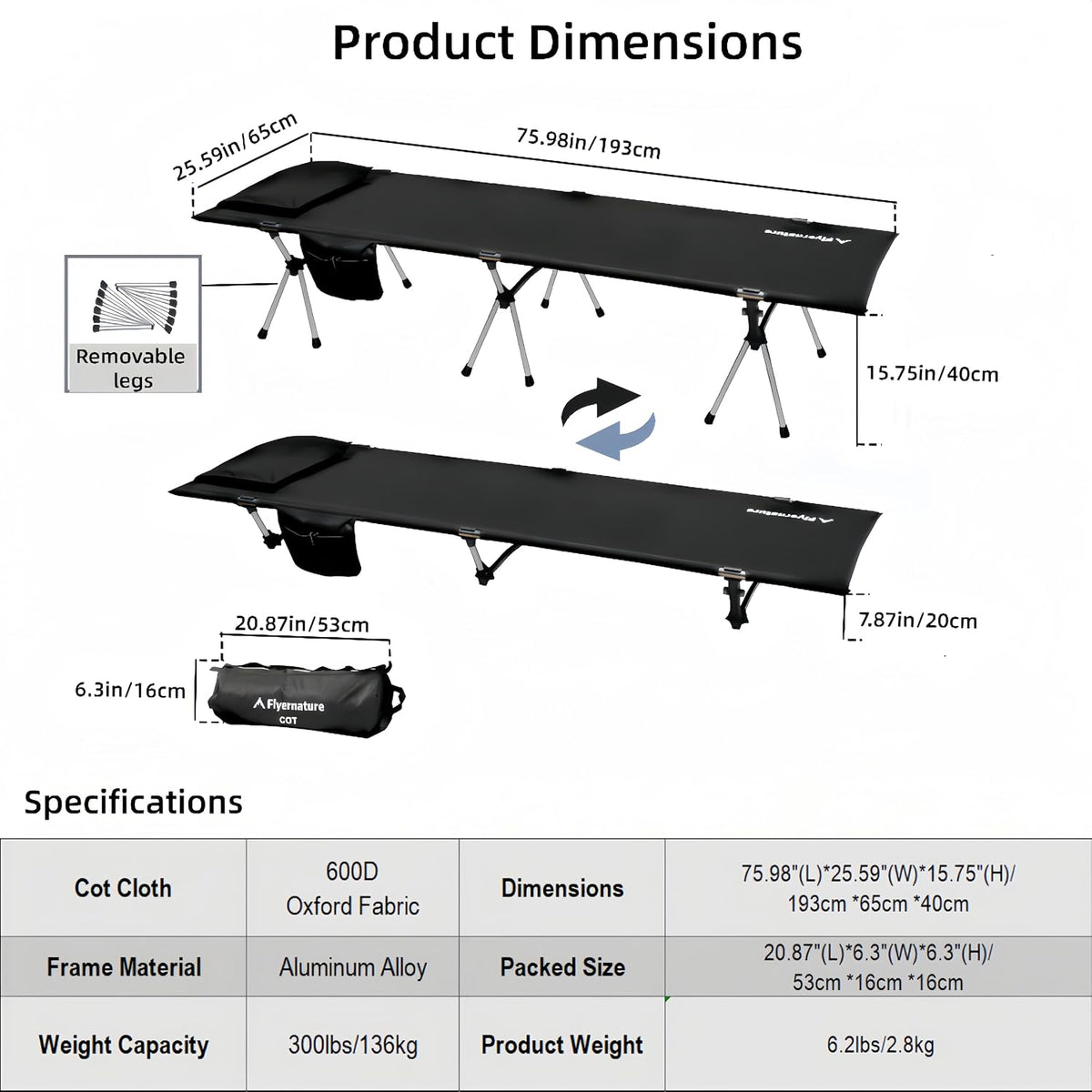 Lightweight Foldable Camping Cot