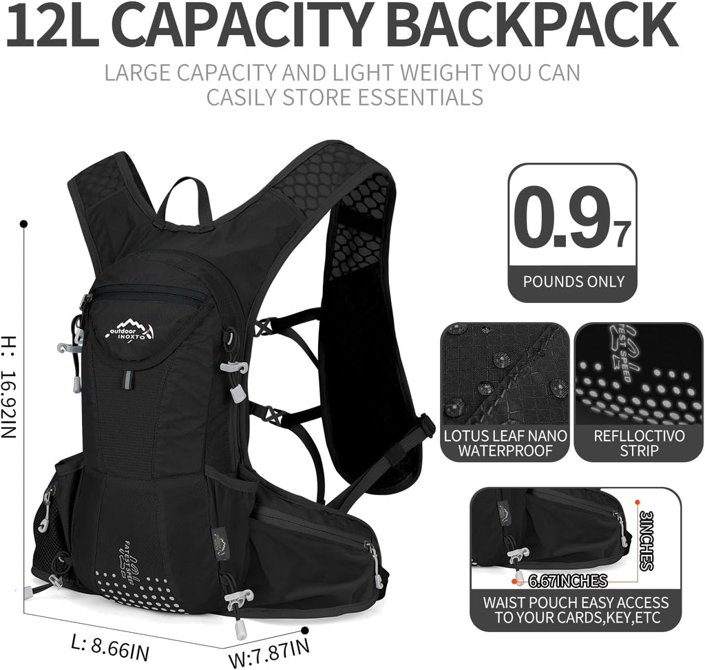 IX INOXTO Hydration Pack Backpack, Lightweight Water Backpack with 2L Hydration Bladder Daypack for Men Women,Running Hydration Vest for Trail Running Hiking Cycling Race Climbing
