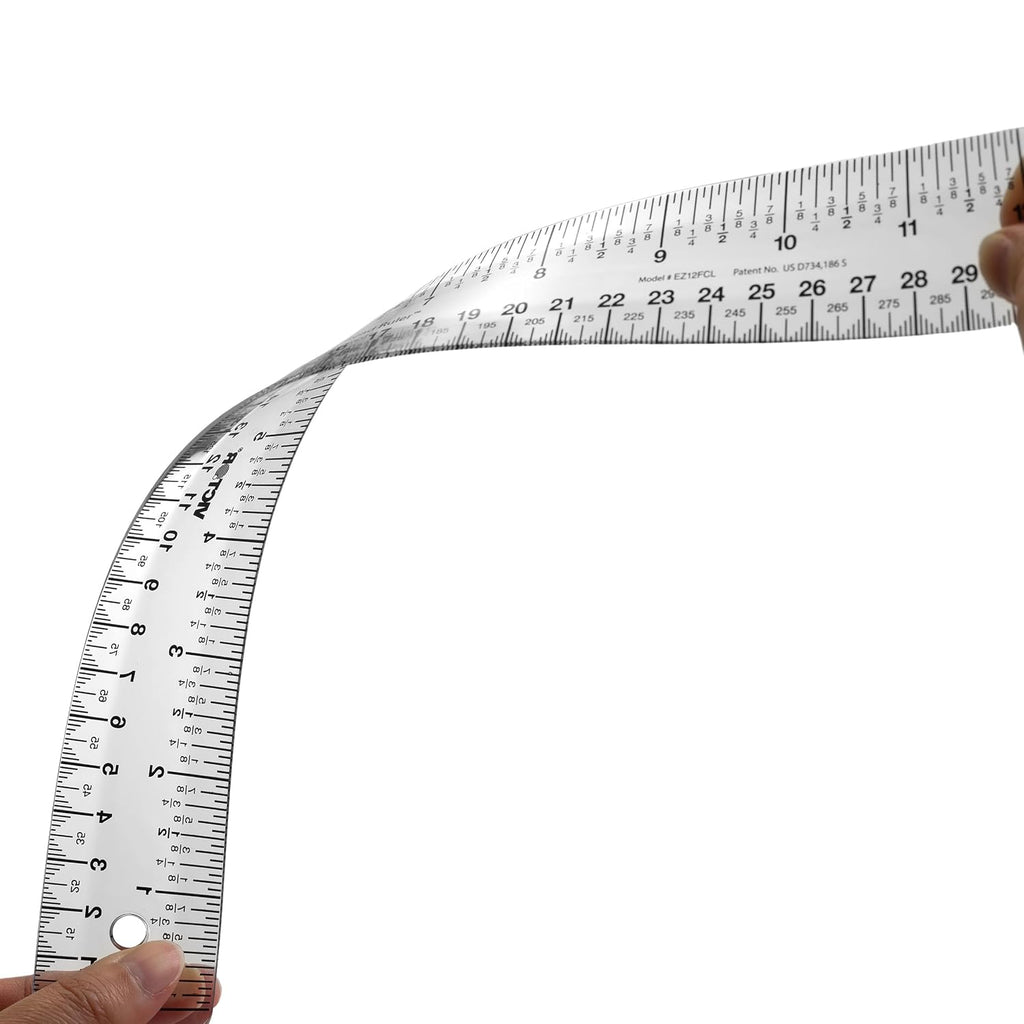 Victor Easy Read 12-Inch Flexible Clear Plastic Ruler, 1/16 Inch Fractions and Metric Scale Markings, Shatterproof Transparent Measuring Tool for School, Office, Crafts, Sewing and DIY