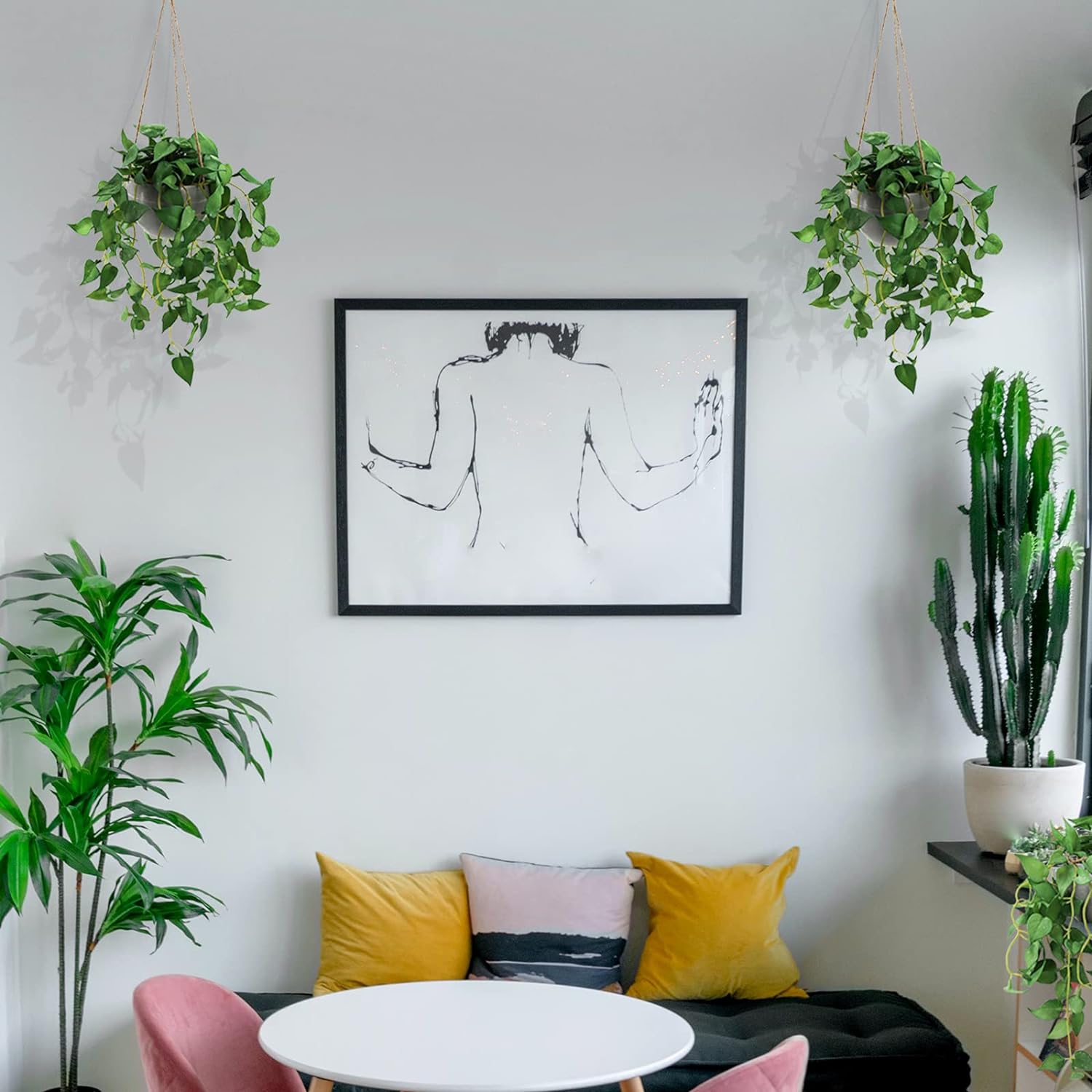 TNNTOPELE 2 Pack Hanging Plant Fake Plants with Pots for Indoor Outdoor