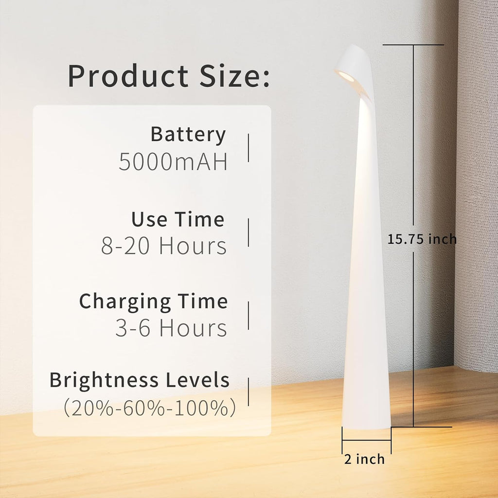 HAPYGI Cordless Rechargeable Reading Metal Table Lamp, 3-Level Brightness