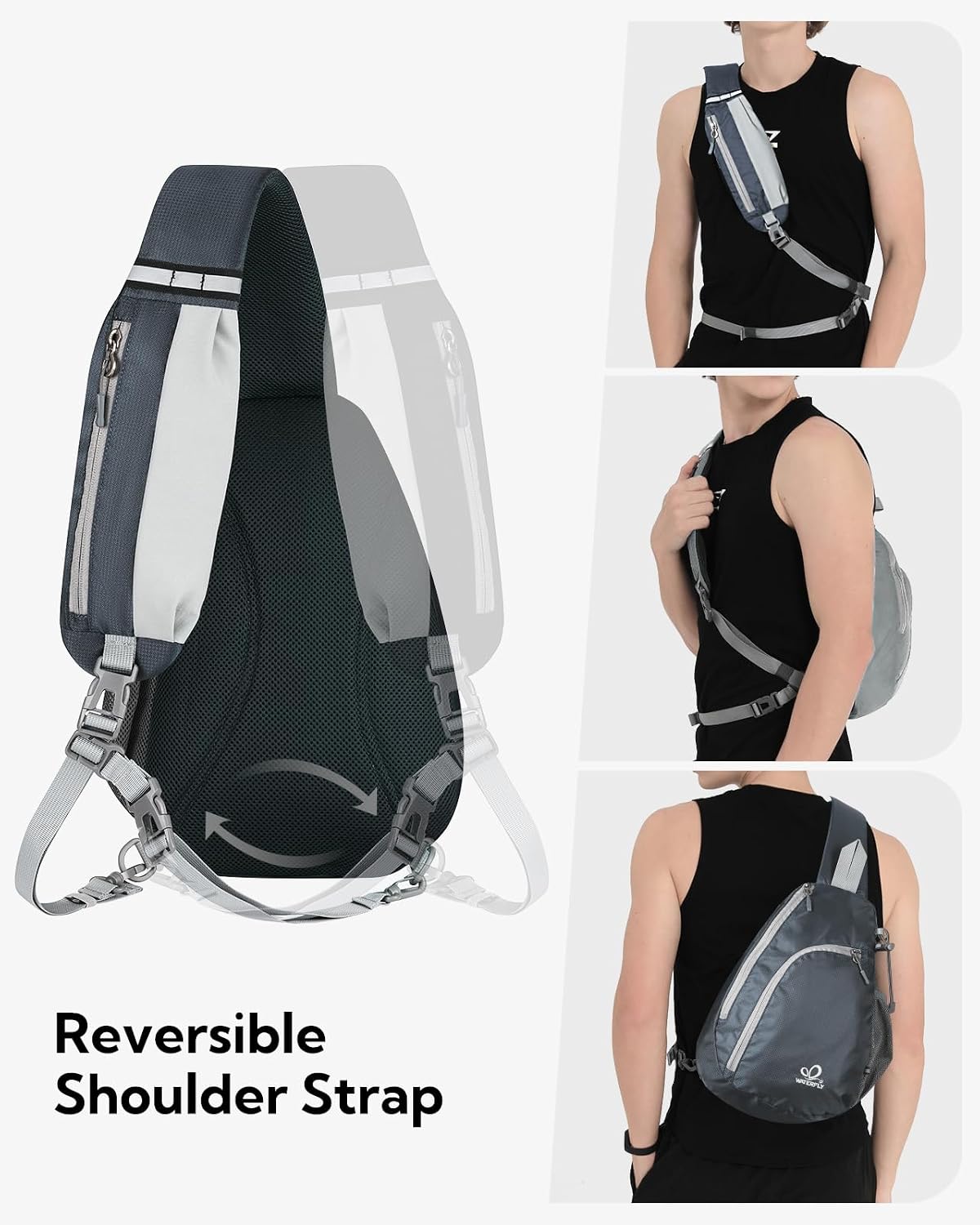 WATERFLY Crossbody Sling Bag, Small Shoulder Chest Backpack
