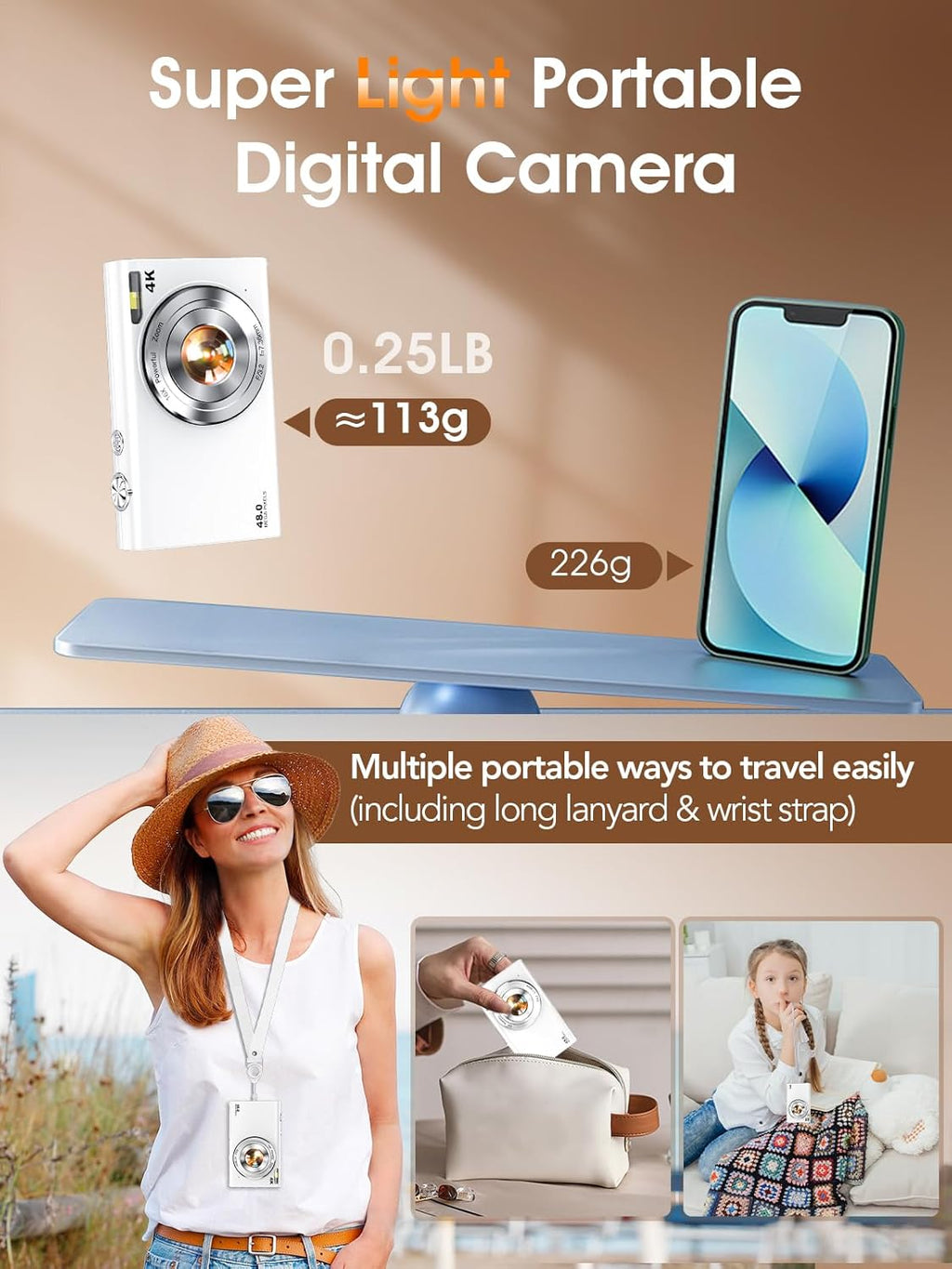 Digital Camera,Autofocus 4K 48MP Vlogging Camera for Photography,32GB Card