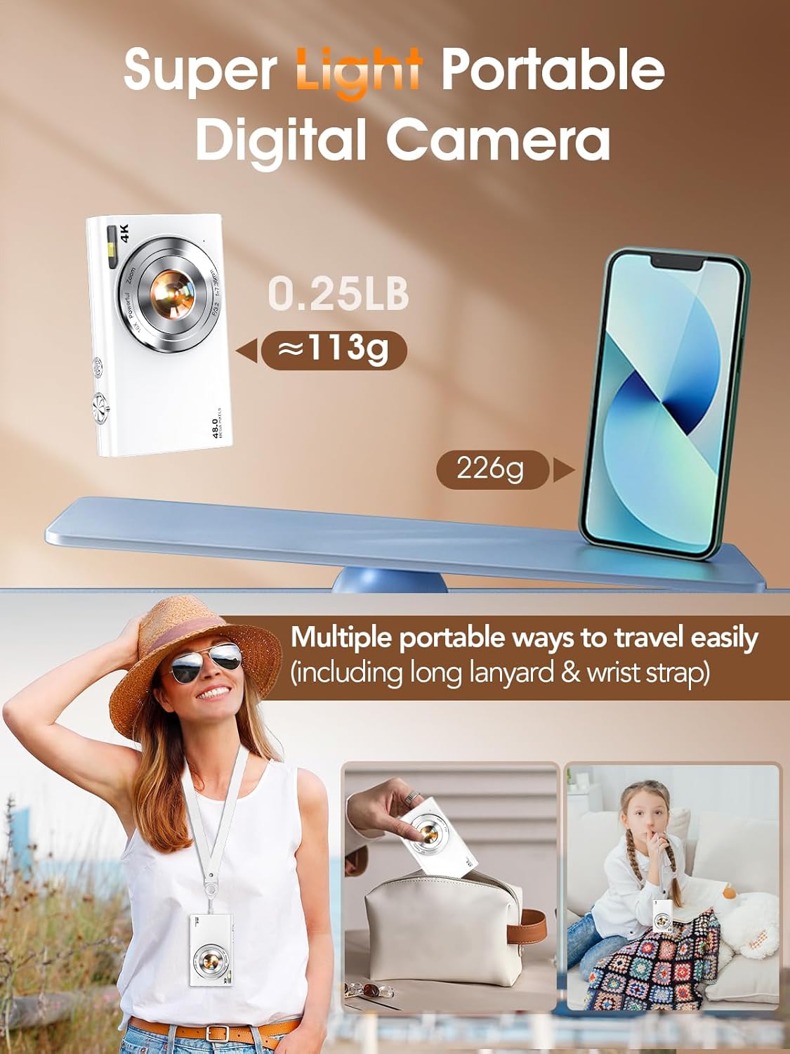 Digital Camera,Autofocus 4K 48MP Vlogging Camera for Photography,32GB Card