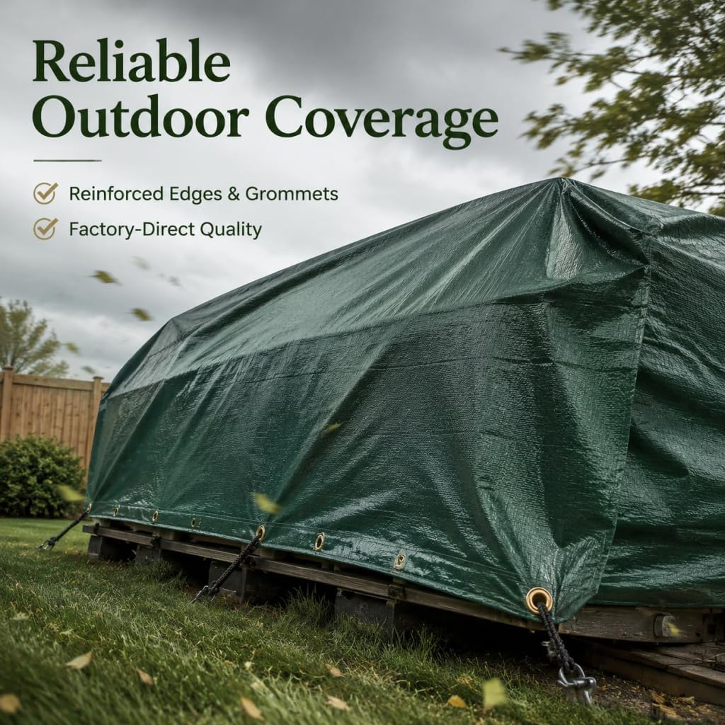 Heavy Duty Waterproof Tarp 12x16 ft, 12 Mil Thick Polyethylene