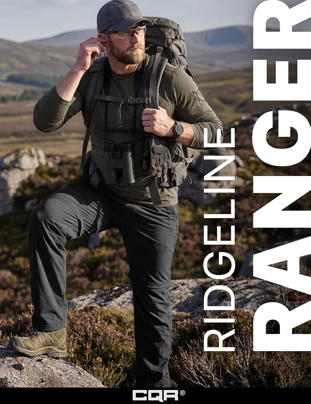 CQR Men's Convertible Cargo Tactical Pants, Water Resistant Outdoor Hiking Pants, Zip Off Lightweight Stretch Work Pants