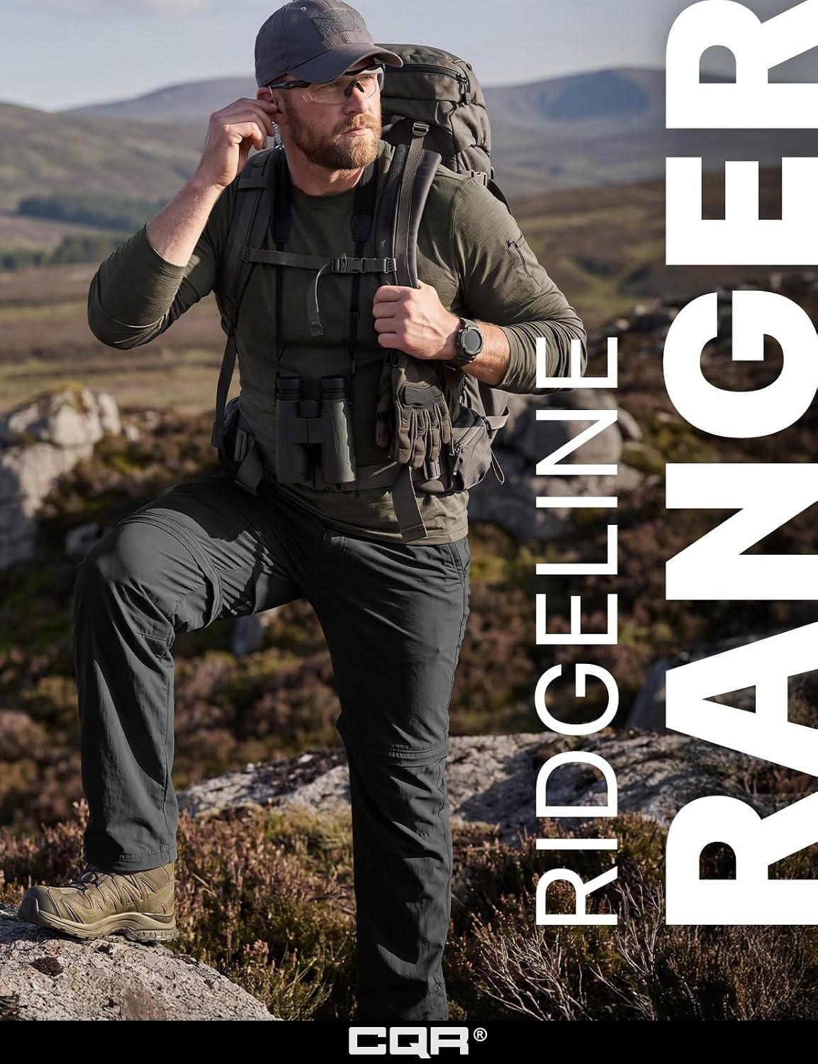 CQR Men's Convertible Cargo Tactical Pants, Water Resistant Outdoor Hiking Pants, Zip Off Lightweight Stretch Work Pants
