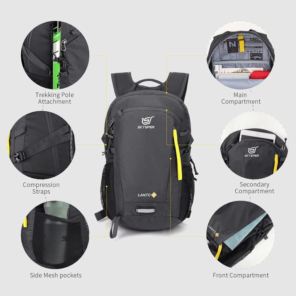 SKYSPER Small Hiking Backpack, 20L Lightweight Travel Backpacks Hiking Daypack Rucksack Women Men for Trekking Backpacking Outdoor Sports