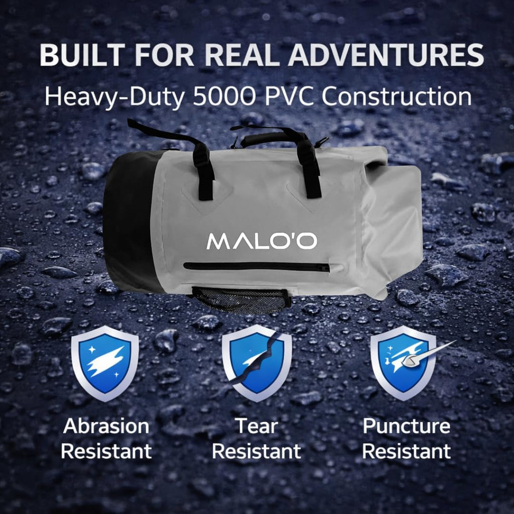 Malo’o 45L Waterproof Dry Bag Backpack – Heavy Duty Roll Top Fishing & Beach Backpack, IPX6 Water Resistant Gear Bag for Kayaking, Camping, Surf, Travel & Outdoor Adventure