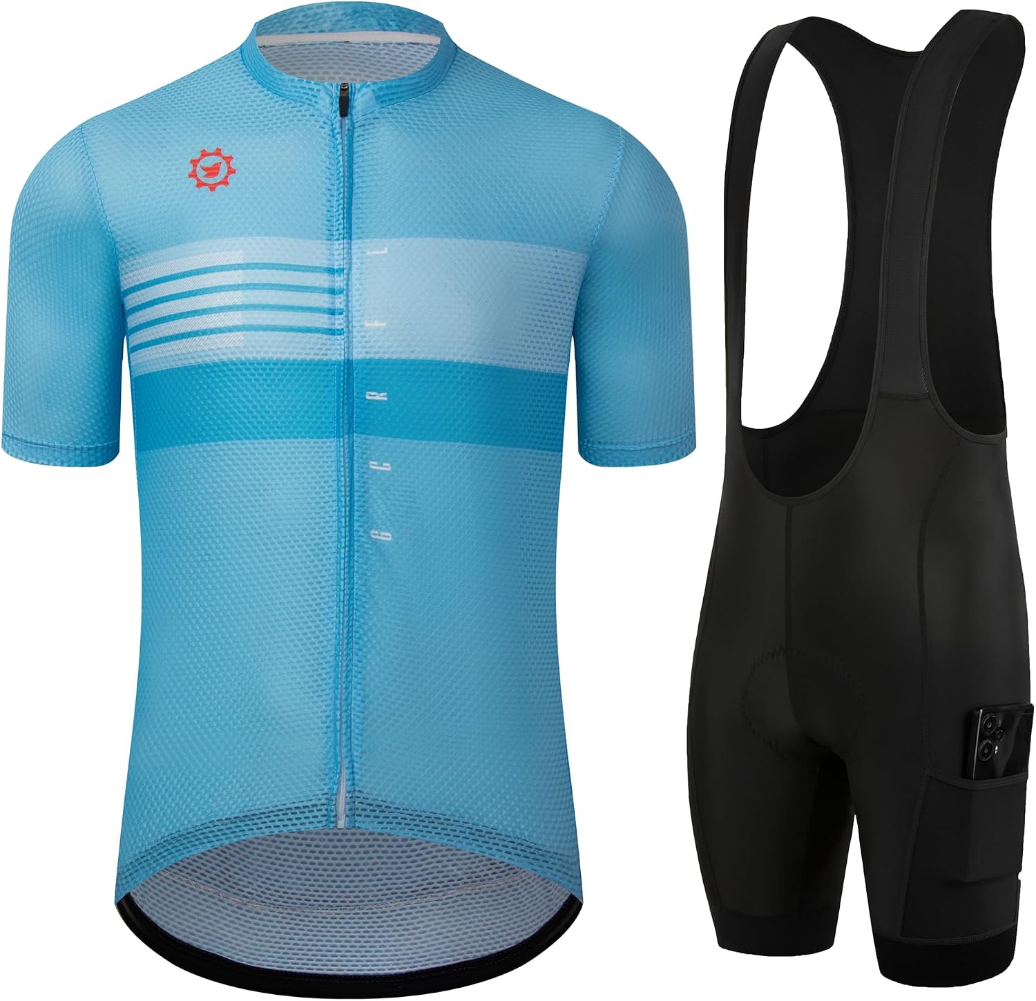 GCRFL Men's Cycling Jersey Sets Road Bike Jersey Riding Shirts Lightweight, Bib Shorts with Pockets Padded