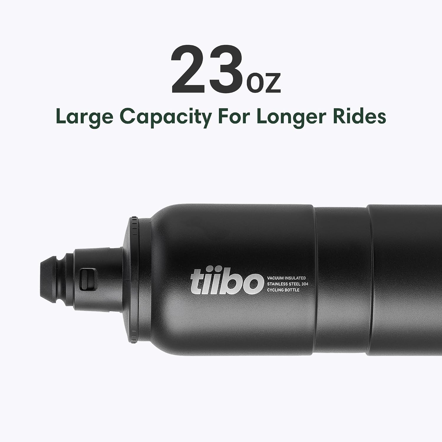 tiibo Vacuum Insulated Stainless Steel Bike Water Bottle, Black, 23OZ