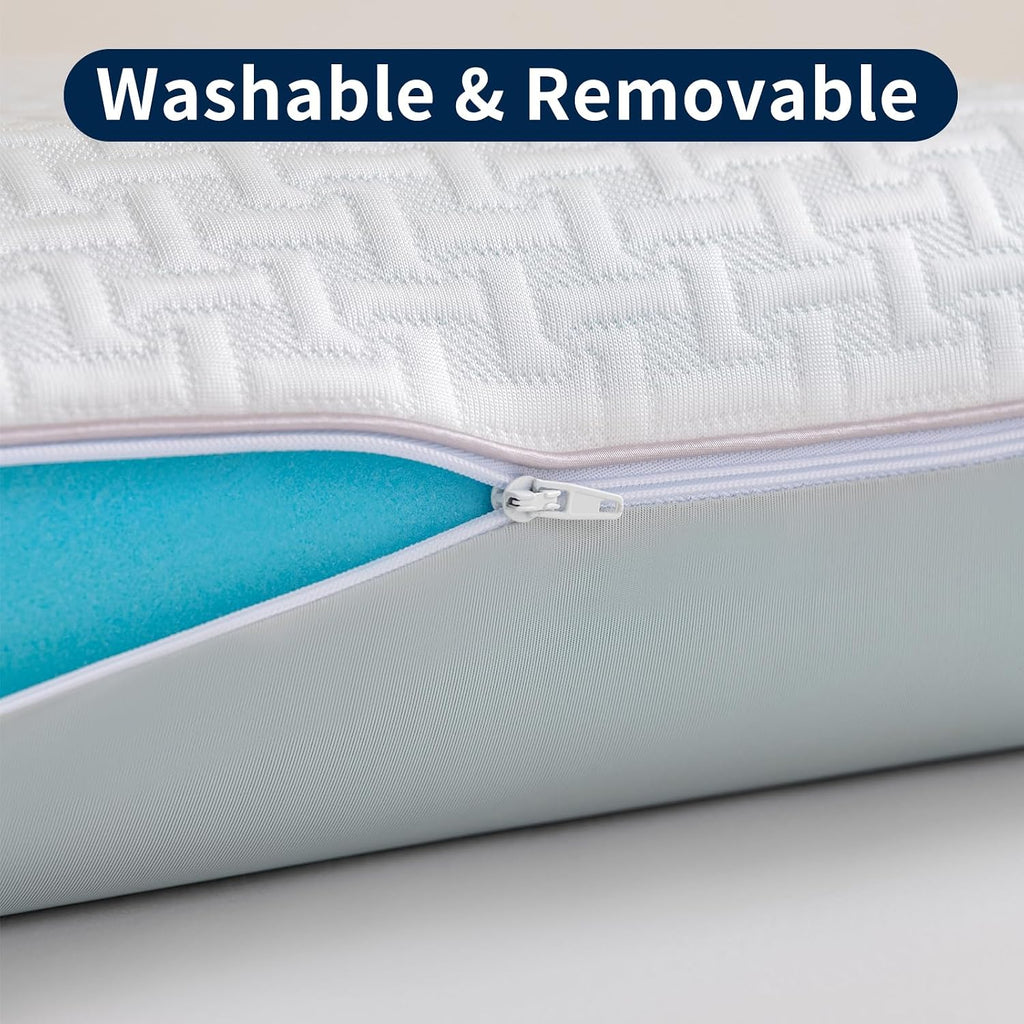 Memory Foam Bed Pillows for Camping, Pillow for Travel Nap Office,Pillow for Side and Back Sleeper, Pillow for Neck Pain Relief, Washable Removable Breathable Cover, Soft