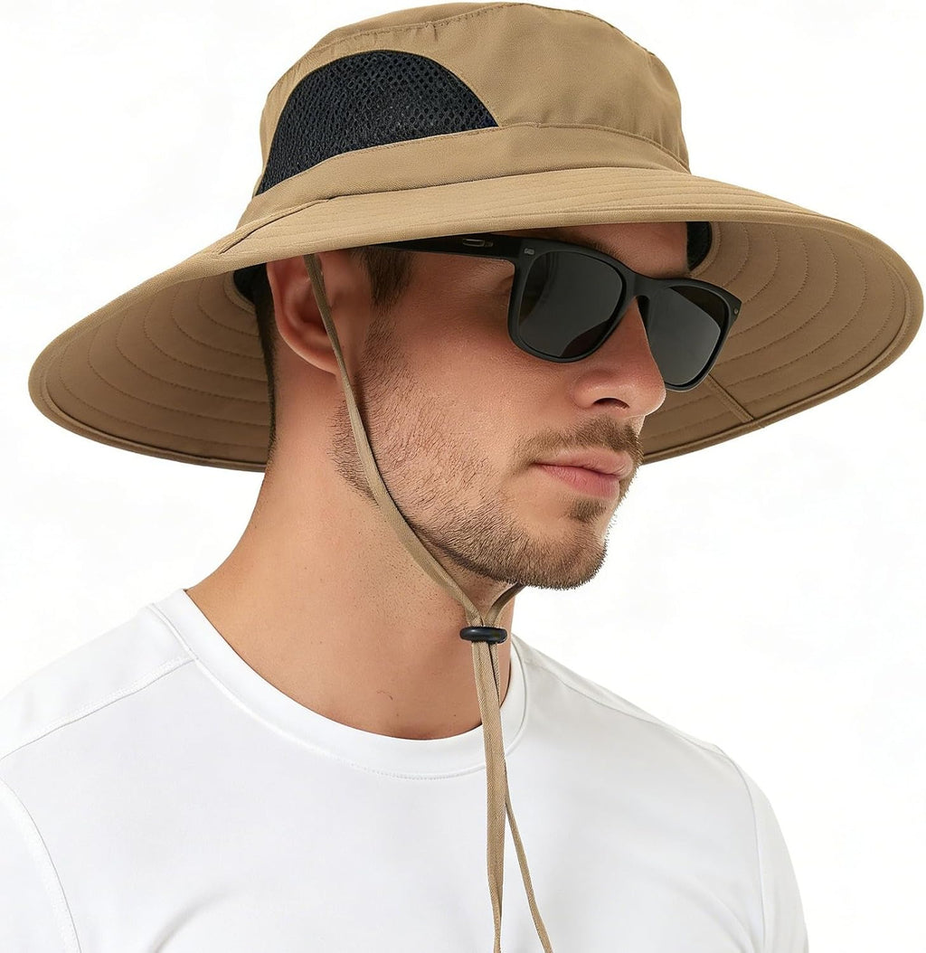 Wide Brim Sun Bucket Hat, Waterproof Boonie Hat for Men & Women