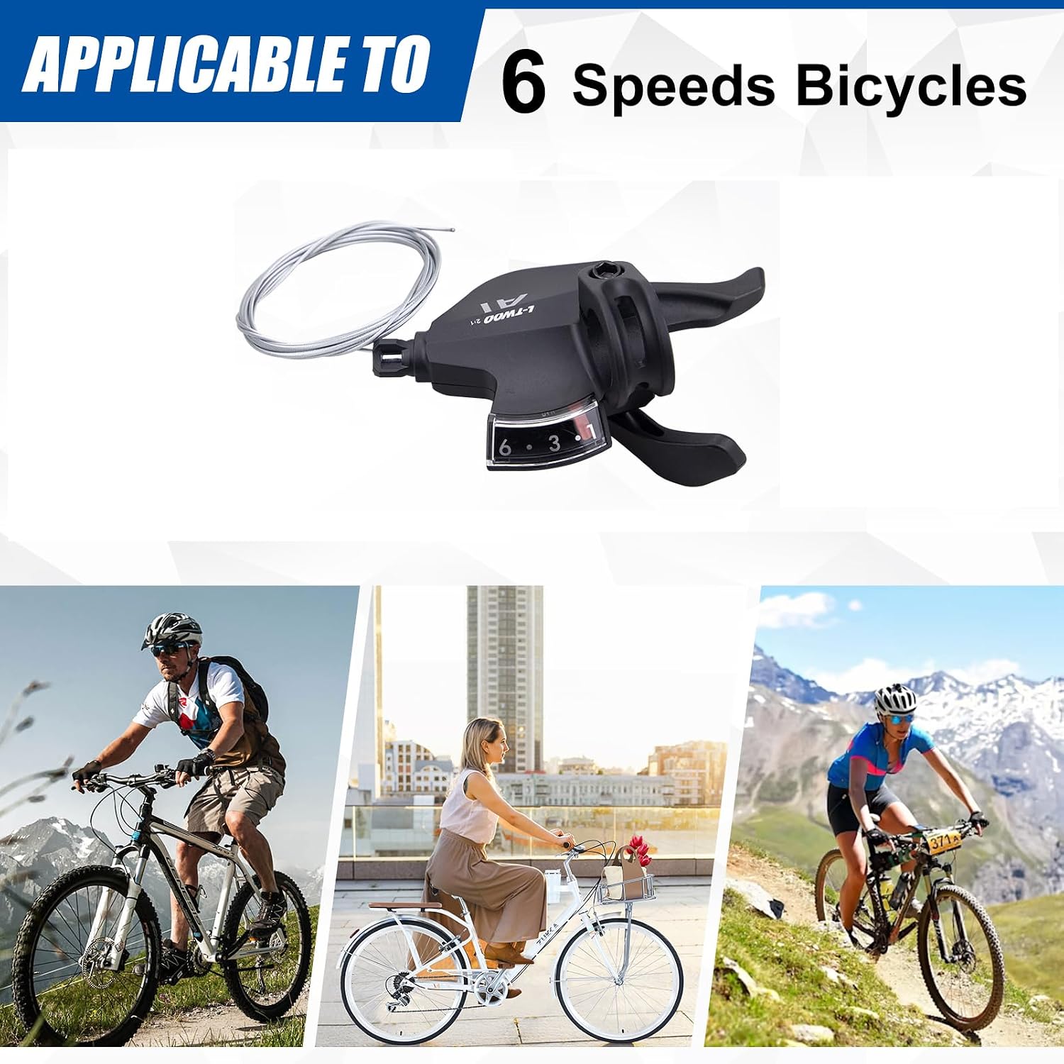 WEEROCK Bike Shifter Lever 6 Speeds Right Thumb Gear Shift Lever for Mountain Bicycle