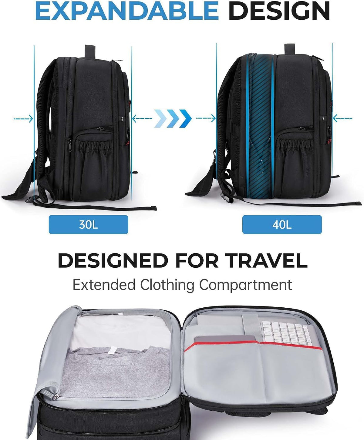 BAGSMART Camera Bag for DSLR, Waterproof Camera Backpacks for Photographers, Camera Case with Laptop Compartment-15.6" Black