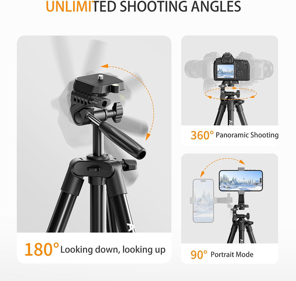 71″ Camera Tripod Aluminum Tall Tripod Stand for Canon Nikon Phone