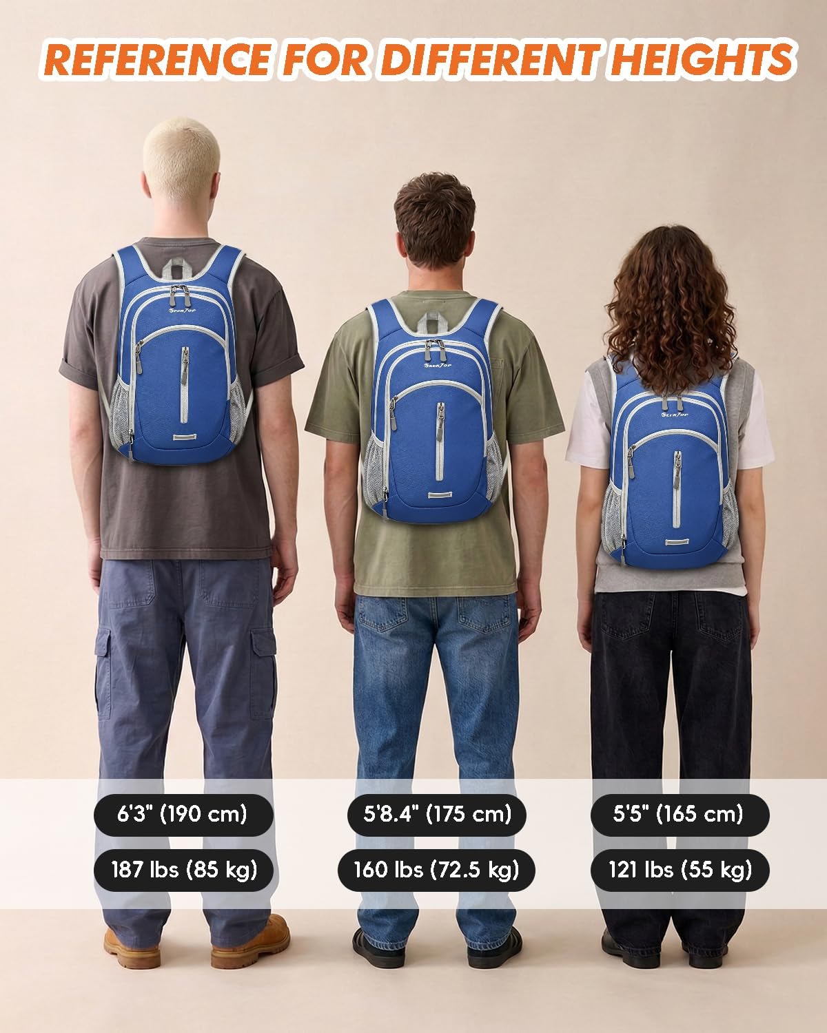 Seektop Small Hiking Backpack Expandable 12L-16L