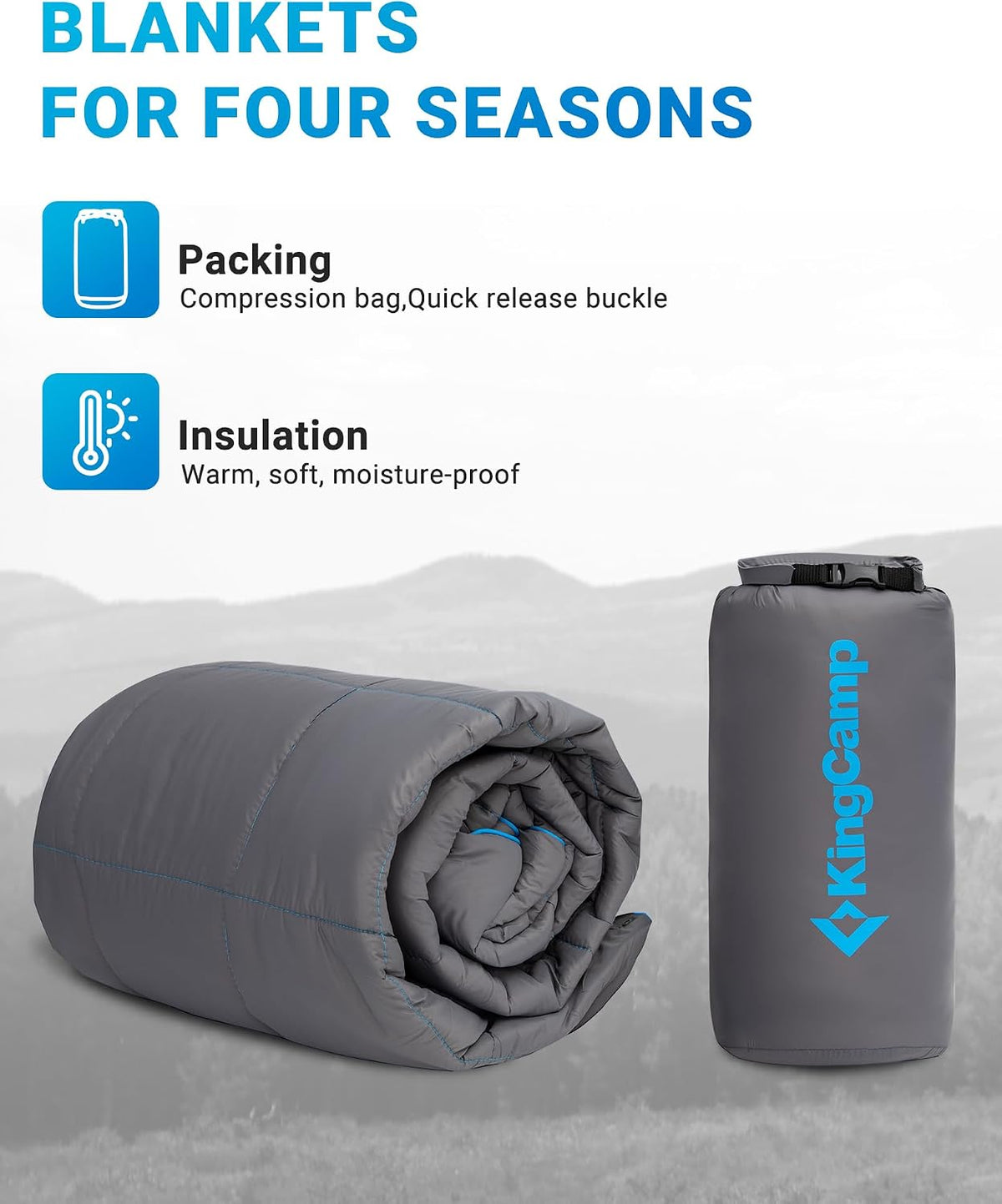 KingCamp Ultralight Camping Blanket, Wearable Packable Blanket 69" x 53"