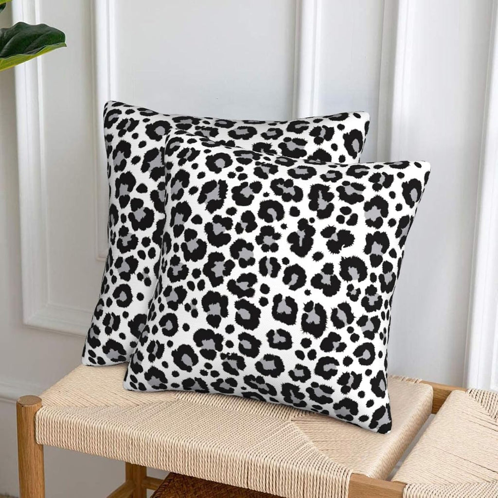 White and Grey Leopard Print Pillow Covers 18x18 in Couch Cheetah Pillow Case Sets of 2 Modern Decorative Square Throw Pillows for Home Living Room Bedroom Bed Cushion