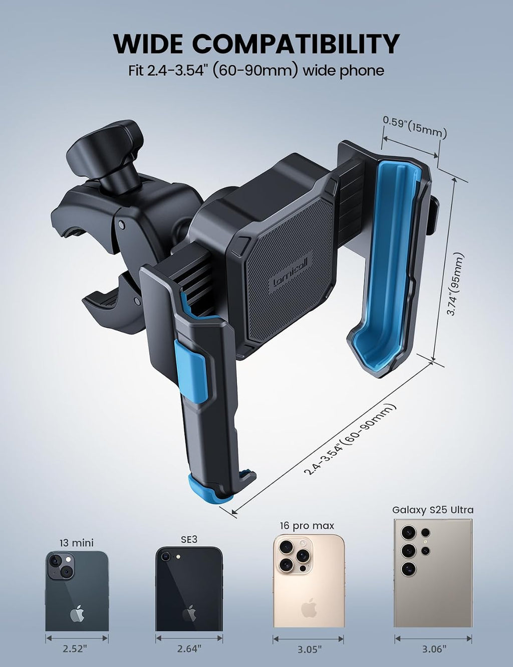 Lamicall Motorcycle Bike Phone Mount, 1s Quick Release Bike Phone Holder