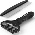 Docrok Pet Grooming Combo: Undercoat Rake, Dematting Deshedding Brush for Long-Haired Dogs and Cats, Black