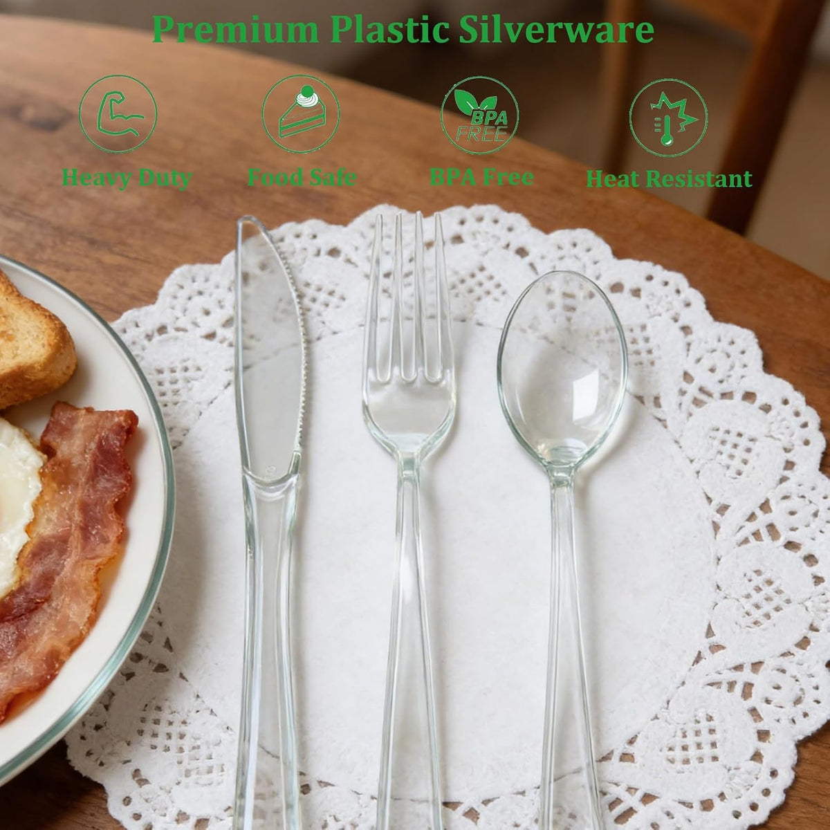 360 Count Plastic Silverware Heavy Duty Clear Cutlery Set for Party Wedding