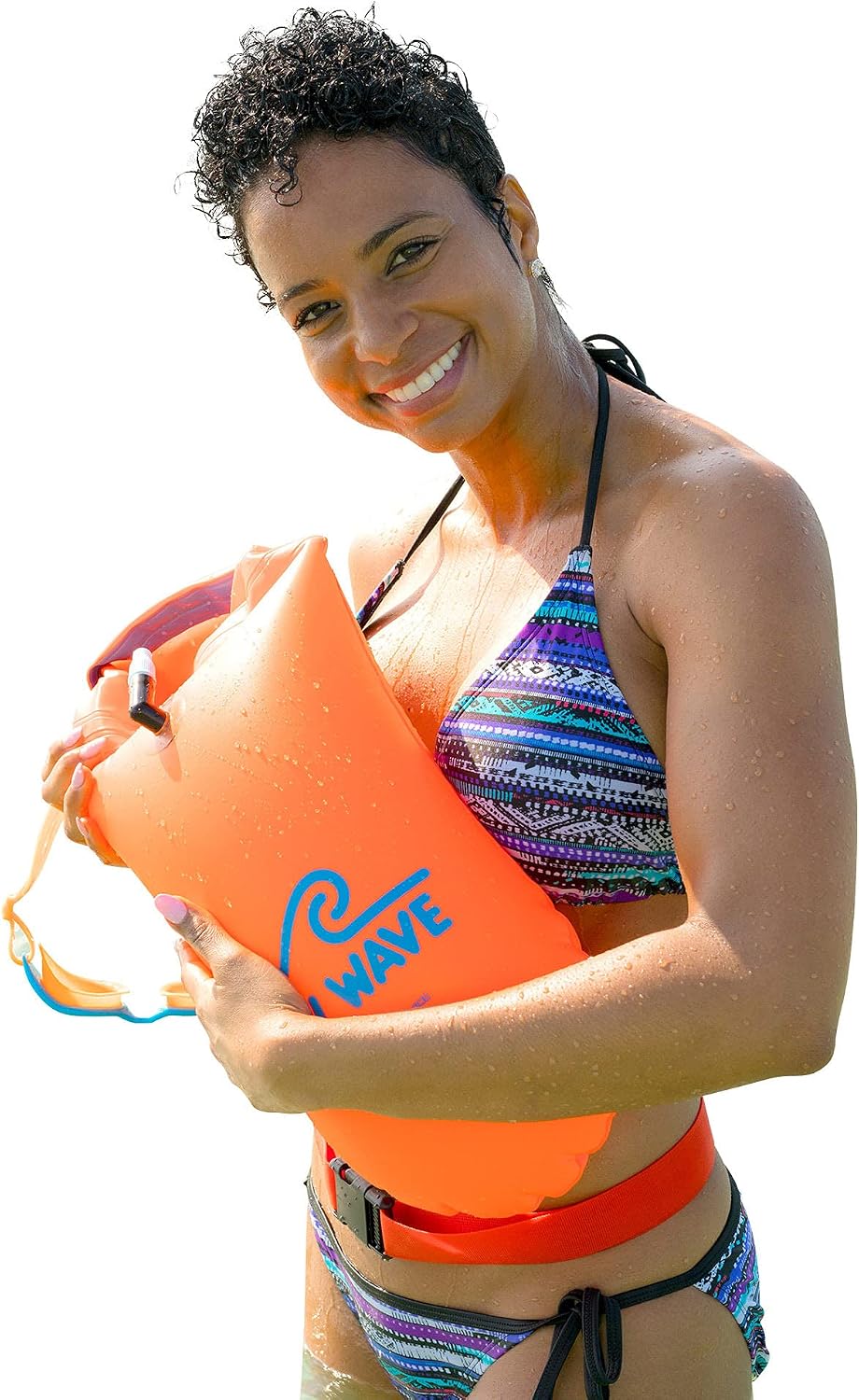 New Wave Swim Buoy Swim Safety Float and Drybag for Open Water Swimmers, Triathletes, Kayakers and Snorkelers, Highly Visible Buoy Float for Safe Swim Training (Orange PVC Medium-15L)
