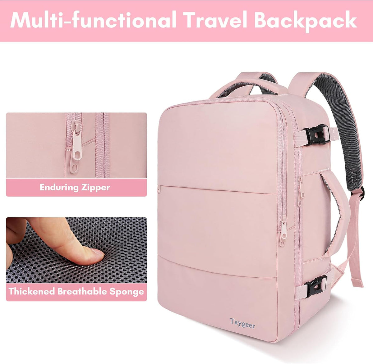 Taygeer Laptop Backpack for Women, TSA Friendly 40l Carry On Mochila