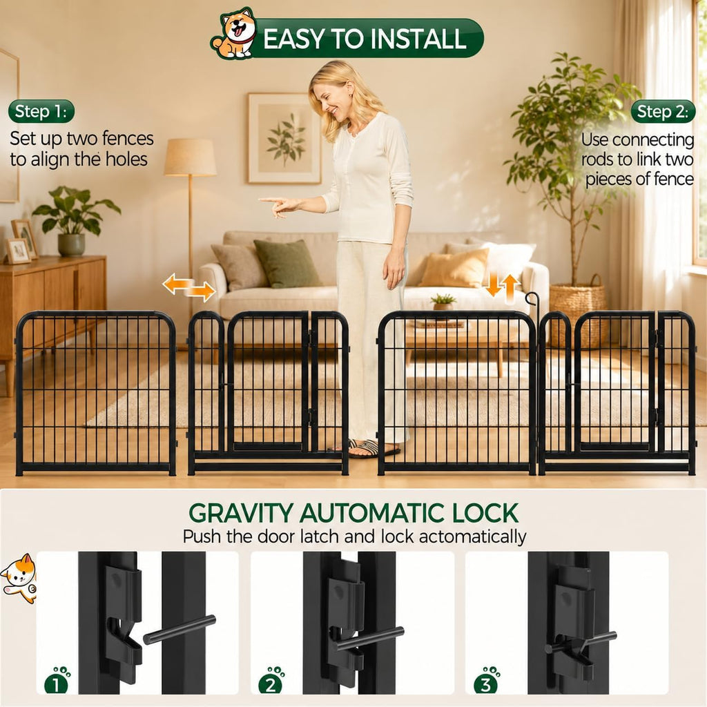 Yaheetech Dog Playpen 24in 16 Panels Pet Fence for Indoor Yard RV Camping