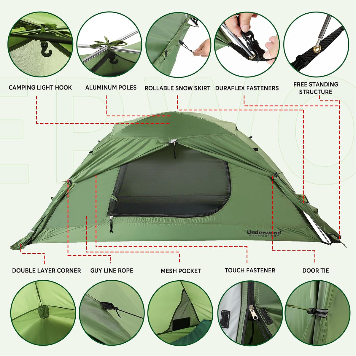 1/2 Person 4 Season Backpacking Tent, Lightweight Waterproof Winter Tent