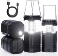 4 Pack Rechargeable Emergency Lanterns for Power Outages, USB-C & Solar Backup, Lantern Flashlight Combo, 1600mAh, 30H Runtime, Compact Hanging Lights for Camping Tent